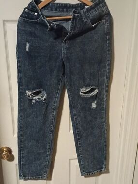 SHEIN Ripped Boyfriend Jeans - Black Wash